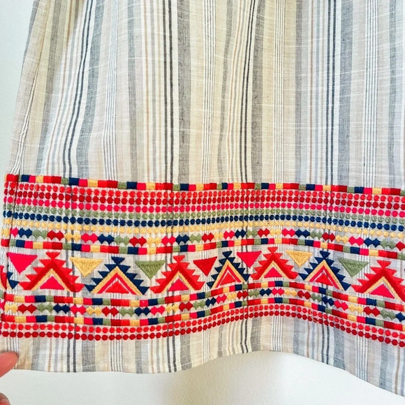 NWT Savanna Jane Gray Striped Embroidered V-neck Seeveless Dress Size Small - Picture 4 of 12